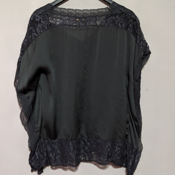 Black sheer blouse w/ lace - Picture 3 of 4